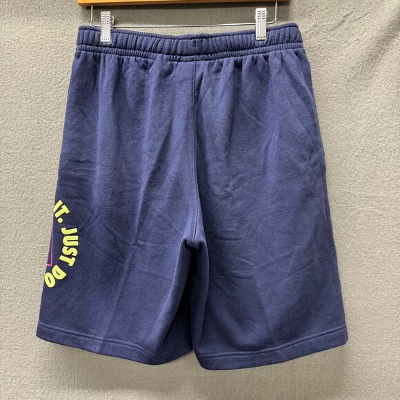Nike Shorts Mens Small Blue JUST DO IT Logo Fleece Comfy Athleisure Activewear - Picture 2 of 6
